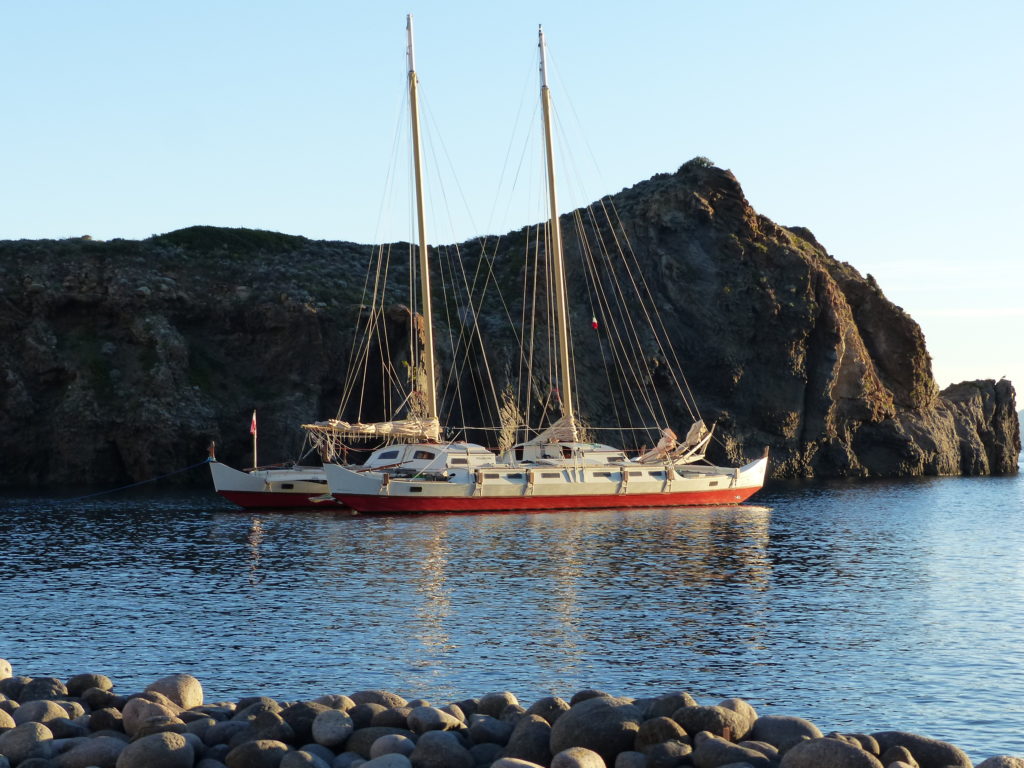 Pahi 63 Spirit of Gaia with Sails Down.