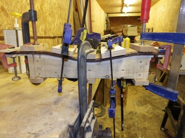 wood in clamps