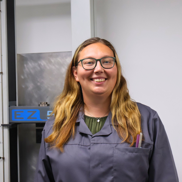 Headshot of Wessex Resins employee Megan Hird in a lab coat