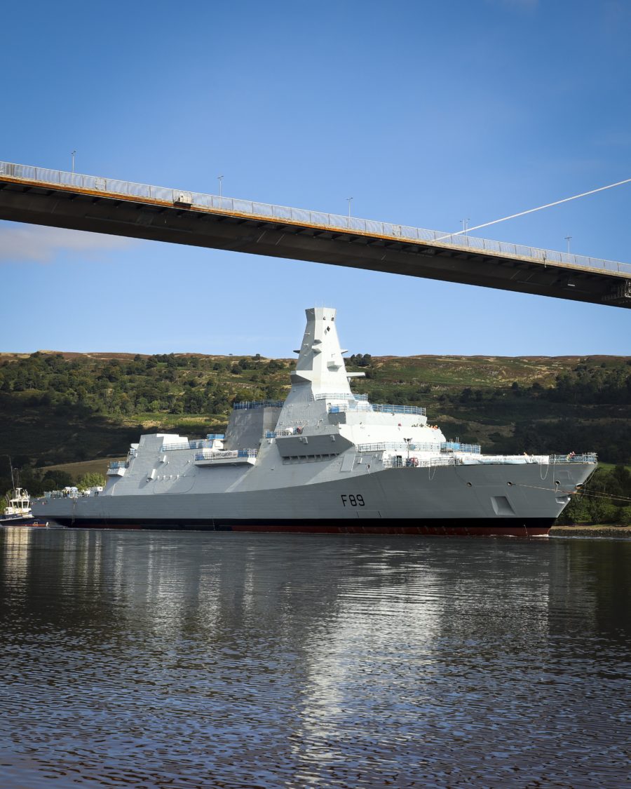 Type 26 Frigate HMS Cardiff on the move