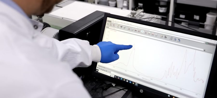 A close up of a display measuring viscosity on a graph