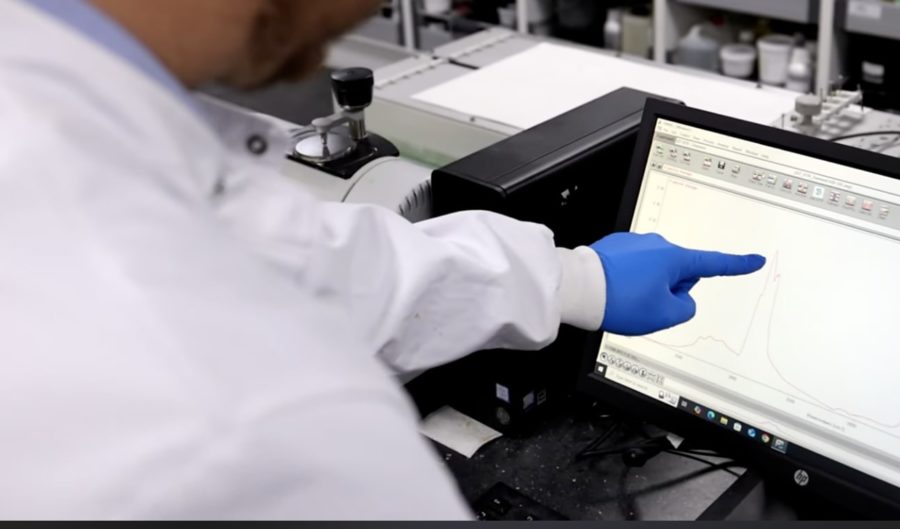 A close up of a display measuring viscosity on a graph